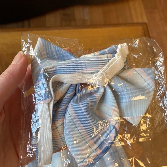 Lolita Pleated School Girl Mini Skirt Blue Pink Hair Bow Women’s Size 26 NWT - Picture 10 of 10